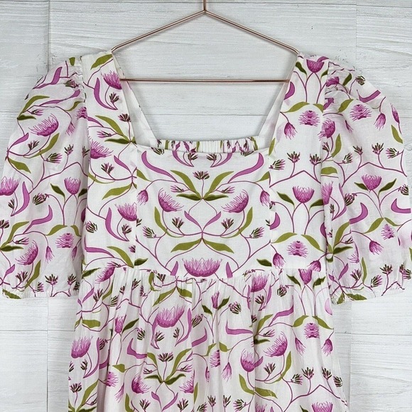 Monsoon and Beyond Estella Midi Dress Size Medium Mangrove Pink Floral Handmade - Picture 3 of 16
